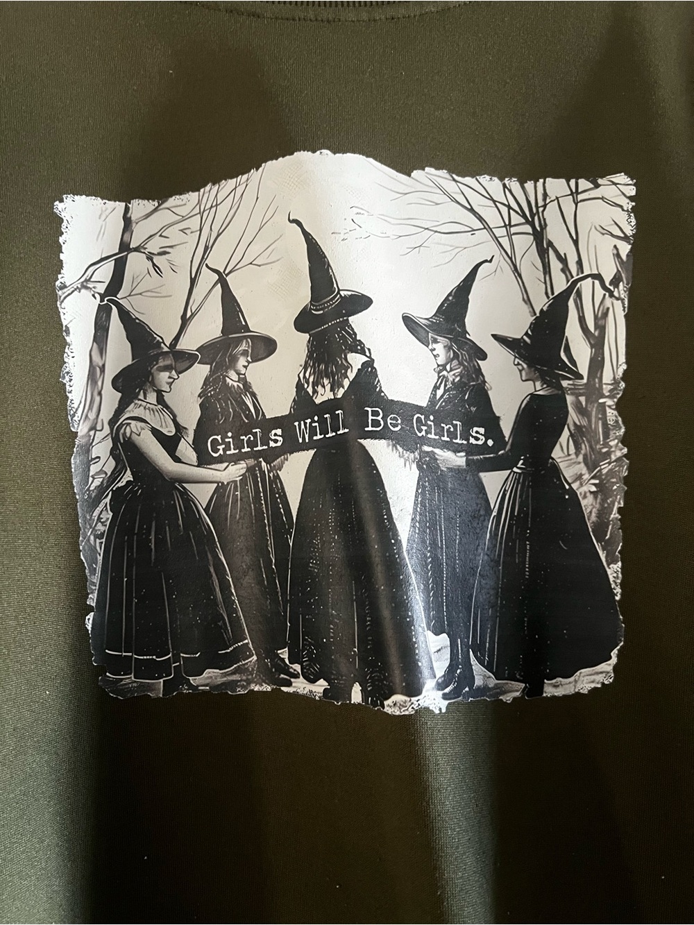 Olive Graphic Halloween Sweatshirt – Girls Will Be Girls - Picture 2 of 3